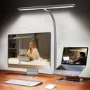 LED Desk Lamp for Office Home, Eye-Caring Desk Light with Stepless Dimming Adjustable Flexible Gooseneck, 10W USB Adapter Desk Lamp with Clamp for Reading, Study, Workbench (Grey) (Standard, Gray)