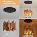 8 Light Farmhouse Wood High Ceiling Chandelier Rustic Large Ceiling Light Fixture Hanging Pendat Light for Dining Room Living Room Foyer Staircases Kitchen Island.