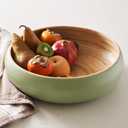 Fruit Bowl for Kitchen Counter – Handmade Spun Bamboo, Large 11.75" Fruit Basket, Eco-Friendly Decorative Serving Bowl for Home Decor, Produce Storage & Centerpiece (Sage)