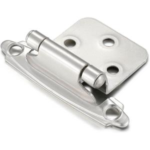 10 Pack (5 Pair) Brushed Satin Nickel Self-Closing Cabinet Hinges for Flush Mount Kitchen Cabinet Door, 1/2" Overlay (Variable) Face Frame Semi-Concealed Hinges
