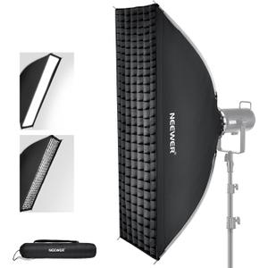 NEEWER 12"x47" Quick Setup Foldable Rectangular Strip Softbox Bowens Mount with Diffusers/Honeycomb Grid/Bag, Compatible with Godox Aputure 120d Video Lights Q4 Studio Flash Strobes, NS17S