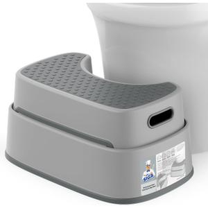 MR.SIGA Toilet Stool Squat Adult, Bathroom Stool Heavy Duty, Anti Slip Toilet Step for Bathroom, Toddler Step Stool for Kids, Light Gray & Dark Gray
