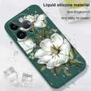for iPhone 14 Pro Case, Flower Creativity Pattern Design Soft Silicone Slim Shockproof Phone Cover for iPhone 14 Pro, 6.1 inch, Cotton Green
