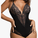 Popilush Lace Shapewear Bodysuit Tummy Control Corset Tops V Neck Sleeveless Backless Body Suit Thongs 3XL