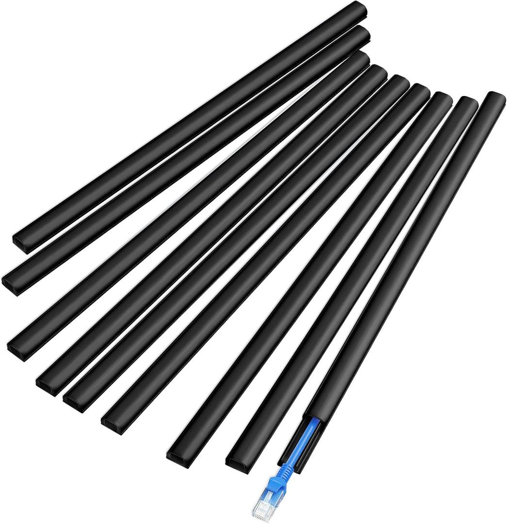 Delamu Wire Covers for Cords on Wall, 128in Cord Hider Cord Covers for Wires on Wall, Mini Cable Wire Hider, Self-Adhesive Easier Installation Cable Cover Organizer, W0.48 x H0.3in, Black