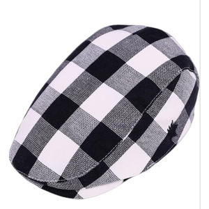 YICHUN Baby Kids Toddler Beret Newsboy Cap Baseball Hats Boys Plaid Peaked Cute Cowboy Hats Accessories Flat Caps (Black Plaid)