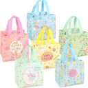 PARSUP Happy Easter Egg Hunt Bags Bunny Chick Egg Gift Treat Foil Non-Woven Bags with Handles for Gifts Wrapping, Egg Hunt, Easter Party Supplies, 8.3×7.9×5.9inch