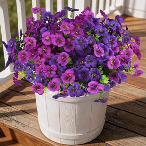 INQCMY Artificial Fake Pansy Flowers for Outdoor, 12 Pcs Faux Silk Pansies Spring Summer Flowers for Outside for Planter Pot Porch Yard Patio Front Door Window Box Home Decor