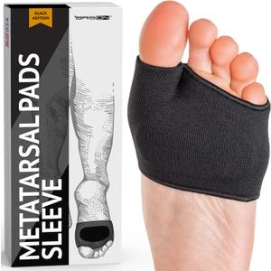 2 x Brison Podiatrist-Designed Metatarsal Pads for Women & Men - Ball of Foot Cushions for Pain Relief Metatarsalgia Morton's Neuroma Calluses 1 Pair (Black, M/S)