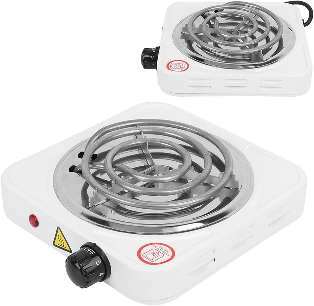Portable Electric Stove, Stainless Steel Single Tube Stove 1000W Electric Hot Plate with Temperature Controls Home Kitchen Supplies for Cooking and Water Boiling