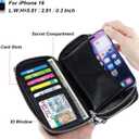 Double Zipper Wallet for Woman Clutch Purse with Cell Phone Holder for Smartphone/Card/Coin/Cash