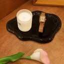 Ceramic Jewelry Tray Trinket Dish, Decorative Cloud Vanity Key Tray for Women, Ring Holder Dish, Cute Jewelry Plate Bowl Room Decor Aesthetic, Black, Large (10.2" x 6.3" x 0.6")