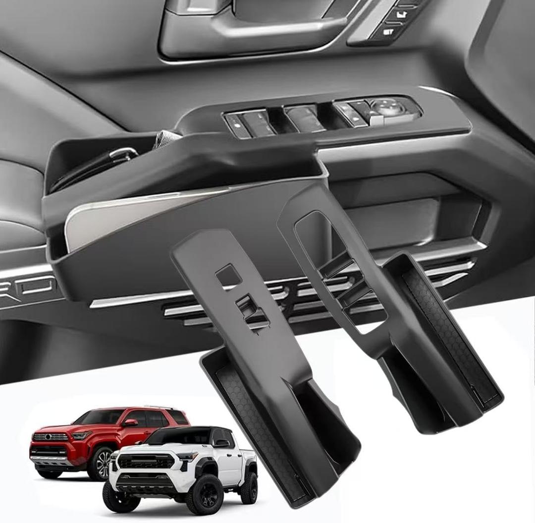 Door Side Storage Box Compatible with Toyota 4Runner 2025 2026 6th Gen&Compatible with Toyota Tacoma 2024 2025 Double Door Side Box Insert Glove Pallet,Effectively protect the car lift button