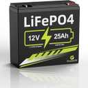 12V 25Ah Lithium LiFePO4 Deep Cycle Battery, 3000+ Cycles Lithium Iron Phosphate Rechargeable Battery for Scooter, RV/Outdoor Camping
