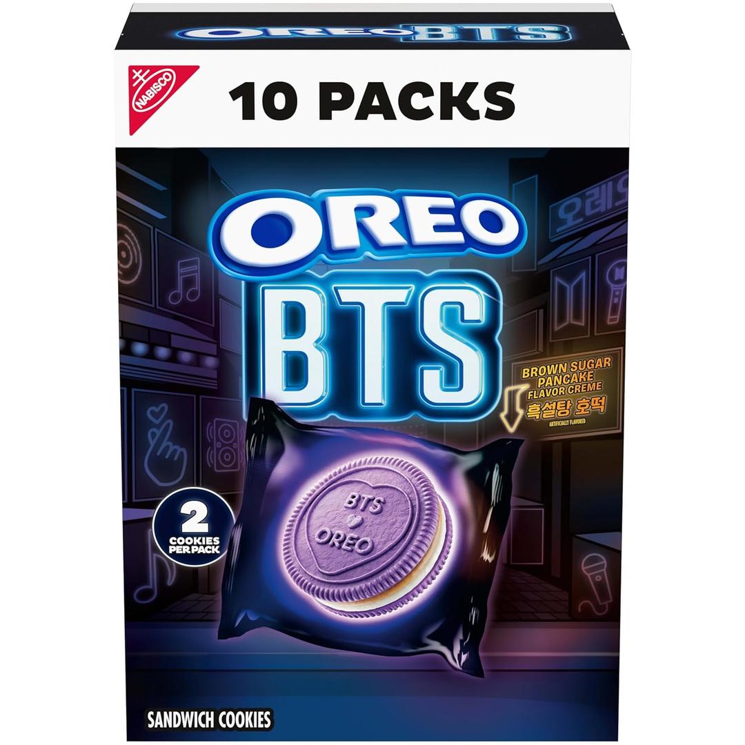 OREO BTS Sandwich Cookies, Limited Edition, 10 Snack Packs (2 Cookies Per Pack) BB: November 9, 2026