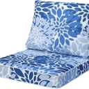 Outdoor Deep Seat Cushion Set 19 x 19 Inch Waterproof & Fade-Resistant Patio Chair Cushions with Zipper & Ties for Lounge, Sofa, Couch