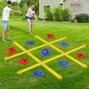 Giant Tic Tac Toe Outdoor Games for Kids Adults Family, Portable Tic Tac Toe Bean Bag Toss with 10pcs Bean Bag, Large Outdoor Lawn Backyard Games Carnival Field Day Game