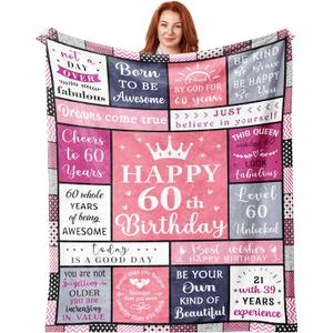 60th Birthday Gifts for Women, 60th Birthday Decorations for Woman, Best Gifts for 60th Birthday, Cool 60th Birthday Gifts, 1966 Birthday Gifts Blanket 50"x60", 60 Year Old Birthday Gift Ideas