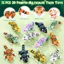 Honoson 12 Pcs 3D Printed Animal Fidget 3D Mini Animal Flexible Cute Articulated Small Stress Pet Relief Fidget for Adult Party Favors Home Display(10-13cm,Tiger)
