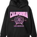 SweatyRocks Girl's Long Sleeve Graphic Hoodies Y2K Sweatshirt Pullover Going Out Tops (Black) Size: 12yrs