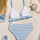 Girl's Tie Dye Smocked 2 Piece Swimwear Sets Backless Cute Bikini (Blue, S)