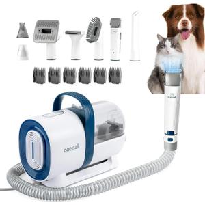 oneisall 7 in 1 Dog Grooming Kit, Low Noise Pet Grooming Vacuum with 1.5 L Dust Cup, Dog Vacuum for Shedding Grooming, with 7 Professional Grooming Tools for Dogs Cats Pet Hair & Home Car Cleaning