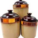 Gibson Elite Canister Container Jar, 3 Piece Set, Brown Multi
