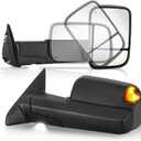 Power Heated Towing Mirror Compatible for 2009-2018 Dodge Ram 1500 2500 3500/2019-2024 Ram 1500 Classic w/LED Turn Signal Light Arrow Light Temperature Sensor -2 PCS (Black)