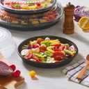 100PCS Disposable Round Sushi Trays with Transparent Lids Black Plastic Platter Catering Sushi Box (11 Inch)