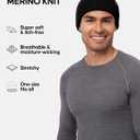 DANISH ENDURANCE Merino Wool Beanie for Men & Women, Warm Knitted Winter Hat (Black)