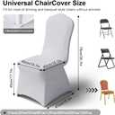 Trlyc 100 Pcs Spandex Chair Covers for Dining Chairs Stretch Polyester Dining Chairs Slipcovers for Wedding Party Decor Banquet Flat-Front Chair Cover (White)