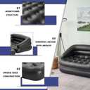 Inflatable Sofa Bed for Camping, Pool Float Couch Outdoor Mattress Bed with Armrest, Full Size, Black