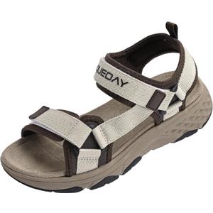 Queday Womens Mens Sport Sandals Outdoor Hiking Sandals with Arch Support Comfortable Athletic Beach Sandals for Travel Walking Trekking Camping (10 Women/8.5 Men, Beige - Wb)