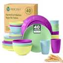 Homienly 40 PCS Dinnerware Set Service for 8, Kitchen Wheat Straw Dinnerware Set Unbreakable - Plates Set, Bowls Set,Cups Set, Microwave and Dishwasher Safe Dish Set for Dinner, Outdoor(Beige)