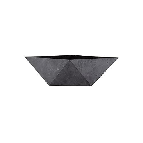 The HC Companies 6 Inch Deco Faceted Plastic Succulent Bowl - Unique Decorative Indoor Planter with Drainage Hole, Faux Concrete 2 pack