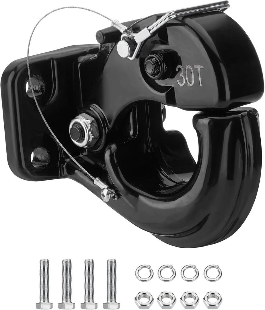 SPARKWHIZ Pintle Hook Hitch 66,000 lbs, Fits 2-1/2 to 3-Inch Lunette Ring Pintle Hitch Receiver, Forged Steel Structure, Anti Corrosion and Anti Rust Coating