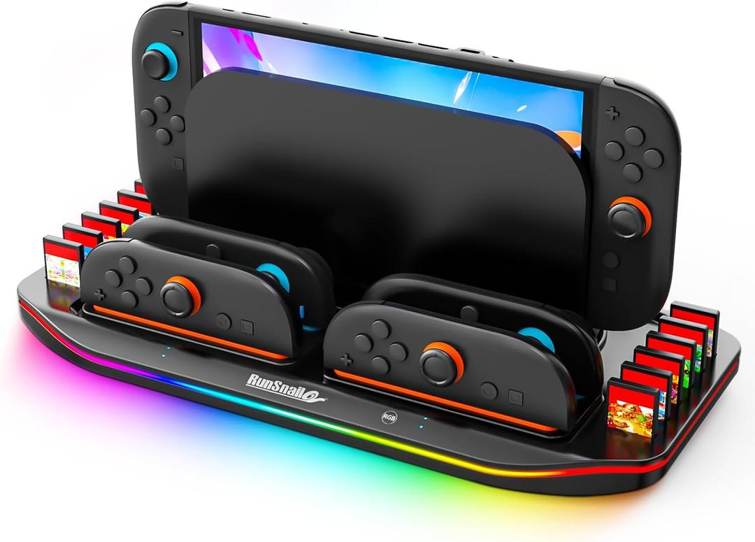 RunSnail Charging Dock for Nintendo Switch 2 with 12 Game Card Storage Slot