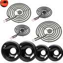 W10290350 W10290353 Range Stove Top Porcelain Drip Pans & MP22YA Electric Range Burner Element Unit Set Fit for Am-ana Whir-lpool Electric Range Stove Burner Drip Pans Set by Fetechmate (BLACK)