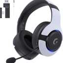 syndesmos Wireless PS5 Headset, 2.4GHz Gaming Headset for PS5, PC, Switch, Bluetooth 5.3 Headphones with Noise Canceling Mic, 7.1 Surround Sound, Low-Latency, 45H Battery, White