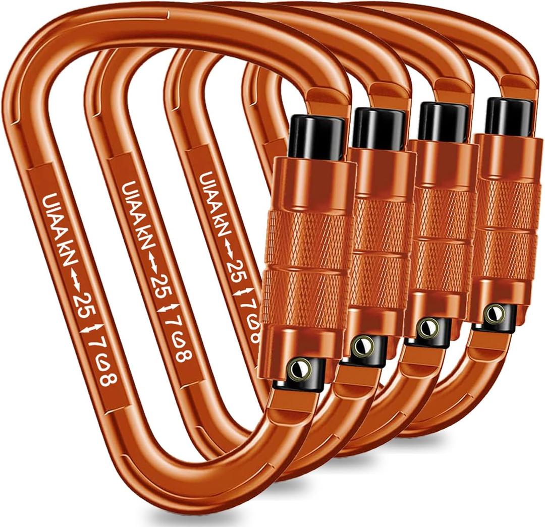 Auto Locking Carabiner Heavy Duty Carabiner 25kN UIAA Certified Climbing Carabiner Climbing Equipment Safety Carabiners for Rappelling, Hammocks, Rescue, Dog Leash, Swing