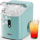 Silonn Nugget Ice Maker Countertop, Chewable Pellet Ice Machine with Self-Cleaning, Portable Pebble Ice Maker with Ice Scoop for Home, Kitchen & Office, Green