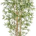 Artificial Bamboo Tree, Fake Bamboo Plant 6FT Tall with 6 Natural Real Bamboo Trunks, Artificial Tree Indoor Decor Faux Silk Tree for Home Office Living Room Modern Decor