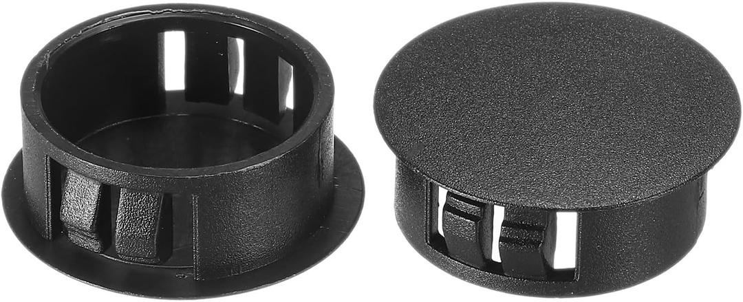 PATIKIL 25mm (1") Plastic Hole Plugs, 30Pcs Flush Type Round Hole Plugs Cover Snap in Locking Hole Tube for Table Kitchen Cabinet Furniture, Black