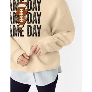Game Day Sweatshirt Women Football Graphic Long Sleeve Shirt Football Season Pullover Tops (Large,Yellow)