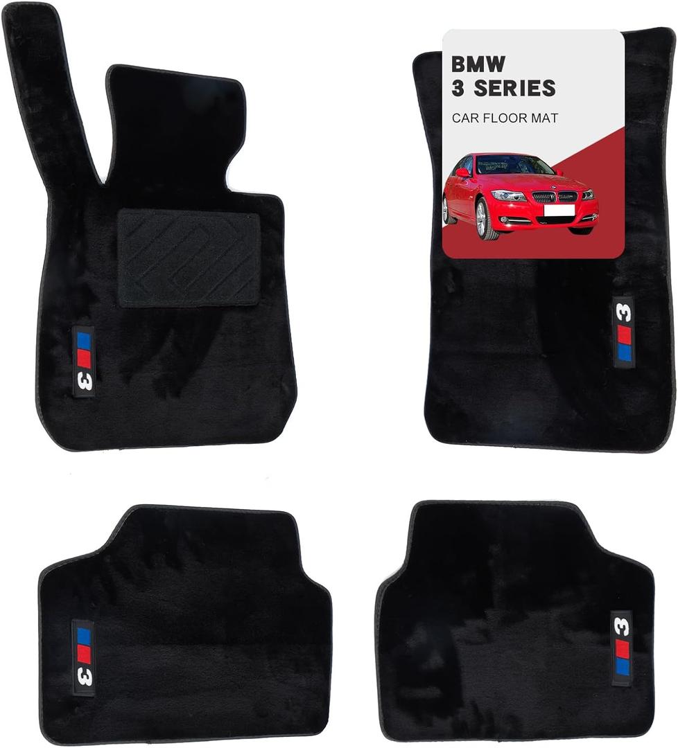 Custom 3D car mats for BMW 3 Series 2008-2012 (320i, 325i, 328i, 330i, 335i, M3) Glowing Wool Carpet Car Mats - Custom Fit, Anti-Slip, All-Weather Protection with Logo