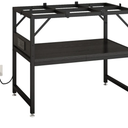 15-20 Gallon Fish Tank Stand with Power Outlets, Aquarium Stand with 2-Tier Storage Shelves，Heavy Metal Reptile Tank Stand Fish Tank Shelf for Home Office，24 " L x 11.8" W x 20.5" H, Black