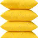 Phantoscope Pack of 4 Premium Dual Usage Outdoor Pillow Inserts, Waterproof Throw Pillows No Cover Needed, Colorful Decorative Couch Sham Cushion Stuffer Patio Couch Tent, Yellow 18 x 18 Inches