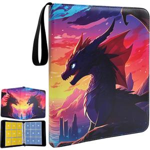 Card Binder Card Folder for Boys Girls Gift,9 Pocket Card Binder,900 Cards Collectible Trading Card Holder Case with 50 Sleeves, Collector Album with Zipper for Game Cards, Red 