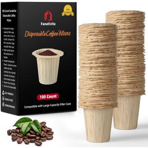 Fanativita Disposable Coffee Filters (2.1" H) for My K-Cup, K-Carafe, Cuisinart SS-RFC and Other Large Reusable Filter Cups (Unbleached 100 Count)