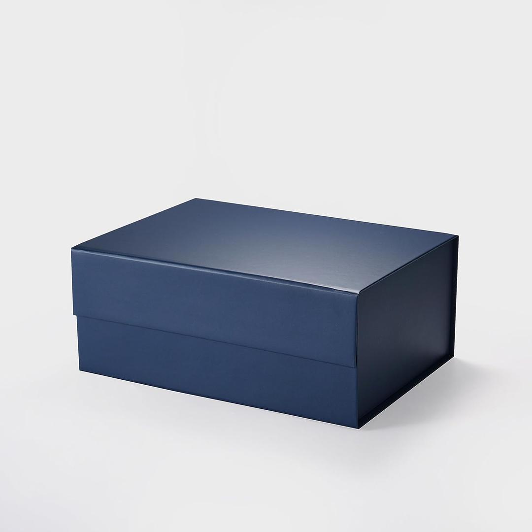 9.25"X6.7"X3.93" Geoto A5 Deep Size Gift Wrapping Box, Magnetic Closure Collapsible White Black Magnet Gift Packaging Box(Navy Blue)